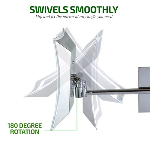 Ovente 7'' Lighted Wall Mount Makeup Mirror, 7X Magnifier, Square White Led W/ Dimmer Switch, One Sided Adjustable, Extend & Fold, Retractable Arm, Ac Adapter Powered, Polished Chrome Mswa6387Ch7X #TOP6