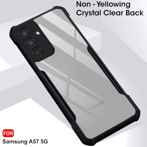 Image of TheGiftKart Shockproof Crystal Clear Back Cover Case for Samsung Galaxy A57 5G | 360 Degree Protection | Protective Design | Transparent Back Case Cover (PC & TPU, Black Bumper)