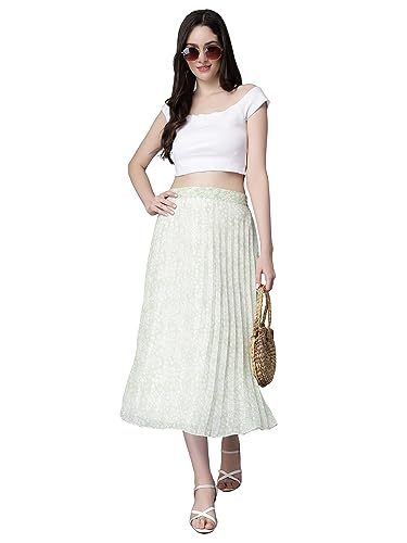 Image of NUEVOSDAMAS Floral Printed Pleated Navy /Multi Skirt