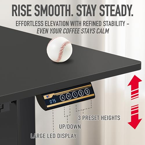 Image of SHW 55 x 28 Electric Height Adjustable Standing Desk w /Drawer, Black