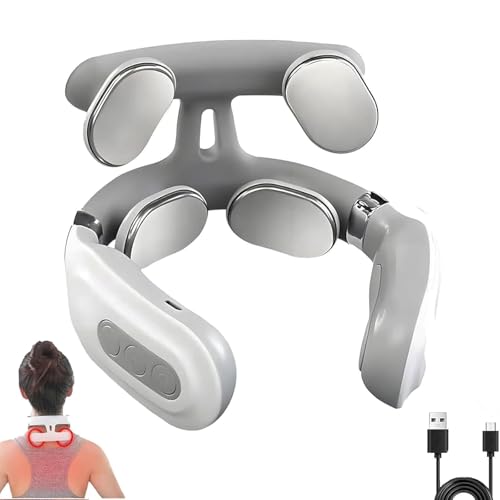 ZCNANDG VertiClear Pro Neck Massager with Heat 4-Head Pulse Neck Massager with 6 Modes & 15 Intensity Levels Ergonomic Wearable for Shoulder Pain Relief Portable & Rechargeable
