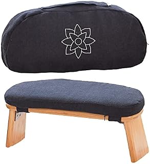 Mindful & Modern Folding Meditation Bench | Locking Magnetic Hinges | Wooden Kneeling Ergonomic Bamboo Seiza for Zen Meditation Posture & Yoga | Prayer Kneeler Stool w/Soft Pillow | with Travel Bag