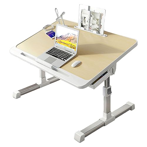 Tavolino Regolabile Per Divano/letto, Scrivania Portatile Con Ruote Carrello Per Computer Portatile Con Ripiano Aperto Bianco 80 X 40 Cm 84515657