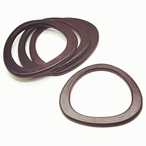 Model Worker 4Pcs Mdf Oval Shaped Handles Replacement For Handmade Bag Handbags Purse Handles (Dark Brown) #TOP1