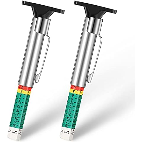 2 Pcs Tyre Tread Depth Gauge UK Smart Color Coded Car Tyre Depth Measurement Tool Digital Tyre Pressure Gauge UK Tire Tread Measure Car Accessories Wheel Checker for Car Truck, 1-25 mm Cover