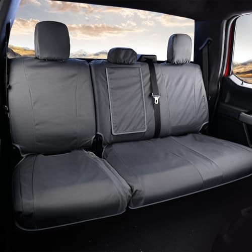 Image of Coverado Rear Bench Car Seat Covers, Waterproof Oxford Gray Seat Cover for Car Seat Protector for Kids & Dogs, Seat Covers Compatible with 2015-2026 Ford F150 & 2017-2026 Ford F250 F350 F450, Gray