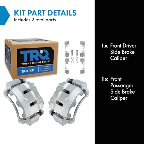 Image of TRQ Front Driver and Passenger Side Brake Caliper Set Caliper Brackets Hardware Compatible with 99-04 Ford F-250 Super Duty 99-04 Ford F-350 Super Duty 00-05 Excursion