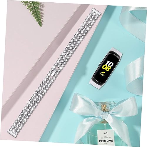 FRCOLOR Silver Rhinestone Watchband Metal Replacement Strap for Galaxy Elegant Wristband with Sparkling2