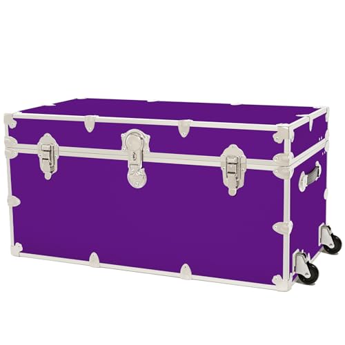 Image of Rhino Trunk & Case Classic XXL Home Storage & College Trunk With Wheels - 36 inchx18 inchx18 inch, Seats 1500+ lbs, Soft-Close Lid. USA Made Secure Dorm Furniture, Organization, Steamer Style Blanket Chest