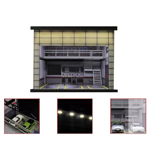 1:64 GFANS Model Car Diorama Garage Shops with LED Lighting Dealership Model Car Toy (McDonaIds)