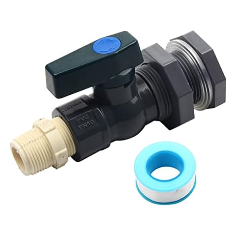 Yuecuu® PVC Rain Barrel Tap Set, 1 Inch Regulating Valve, Water Hose Connector for Aquariums, Pools, Garden Barrels (1 inch/ND25) Cover