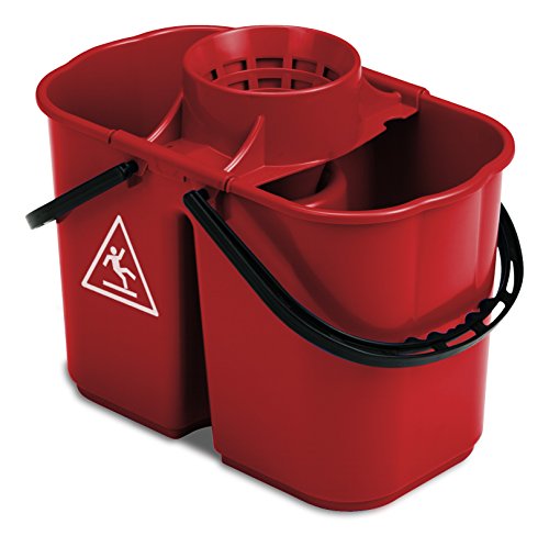 TTS Cleaning 00005250 - Cubo de esfregar duplo com escorrer, 8 e 6 l, cor vermelha