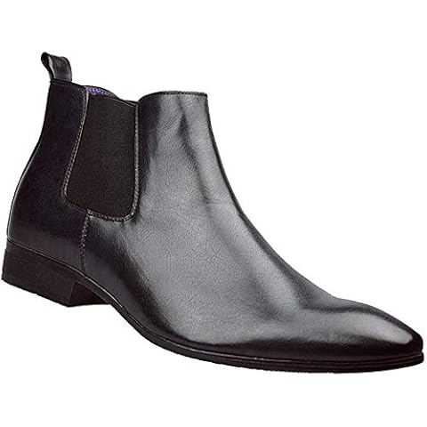 Mens Chelsea Boots Winter Ankle Italian Leather Smart Formal Dress Boots Size 6 7 8 9 10 11 (10 UK, Black) Cover