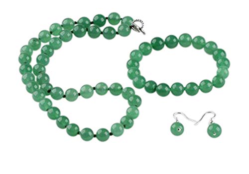 Preisvergleich Produktbild TreasureBay Schmuckset mit Halskette, Armband und Ohrringen, Aventurin, 8 mm, Grün