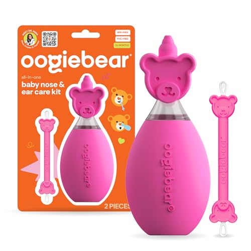 Image of oogiebear: BearPair Baby Nose Cleaner & Ear Wax Removal Tool with Nasal Aspirator - Safe Booger & Earwax Removal for Newborns, Infants, Toddlers - Essential Baby Stuff, Diaper Bag Must-Have - Pink