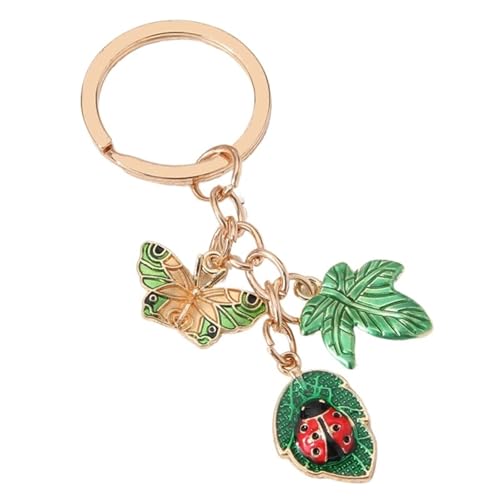Porte-clés voiture papillon et feuilles suspendus aux finitions bijoux