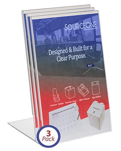 Sourceone.org 8.5 X 11 Thick Acrylic Slant Back Sign Holder, Ad Frame, Picture Frame, Clear Sign Holder, Acrylic Flyer Holder For Business, Office, Events, Trade Shows, Museums, Retail Stores (3 Pack) #TOP5