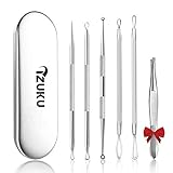 IZUKU Extractor de Puntos Negros Kit de 6Pcs [Nueva Caja de Metal] Blackhead Remover Aguja de Acné para Quita Espinillas Granos Comedones