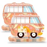 CHUNNIN 50Pcs Groovy Party Paper Plates Retro Hippie Bus Party Supplies 60s 70s Party Dinner Plates...