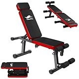 トレーニングベンチ フラットベンチ インクラインベンチ デクラインベンチ 折り畳み式 収納便利 耐荷重500KG ホームジム ベンチプレス 筋トレ 日本語説明書付き PD307 (赤,L)