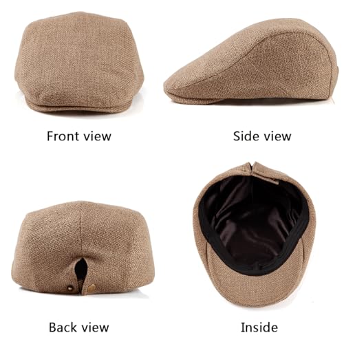 LADYBRO 2Pack Unisex Flat Cap Newsboy Hats for Men Women, Scally Cap Summer Hat for Golf