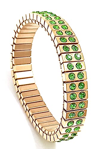 Peridot Bracelet Green Bangle 10Mm Handmade Wedding 96 Emeralds Bridesmaid Friendship Jewelry Austrian Crystal Gems Birthstone Birthday Gift 24Ktgold .4" Elegant Statement Jewellery Present For Her #TOP28