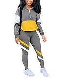 HAIJUN Women's Two Piece Outfits Zip Top Pullover and Elastic Waistband Legging Pant Women Sweatsuit