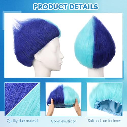 Image of Geyoga 1 Pcs Funny Wig Crazy Hair for Halloween Party,Blue | Funny Colorful Wig Adults Use, Unisex Funky Hairband, Halloween Mardi Gras Cosplay Costume Party Accessories