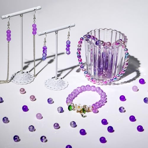 Image of XSEINO About 1200PCS 6mm Glass Beads Bracelet Making Kit,24 Assorted Violet Elegant Series Colorful Crystal Beads for Bracelet and Jewelry Making and DIY Crafts,Friendship Bracelets