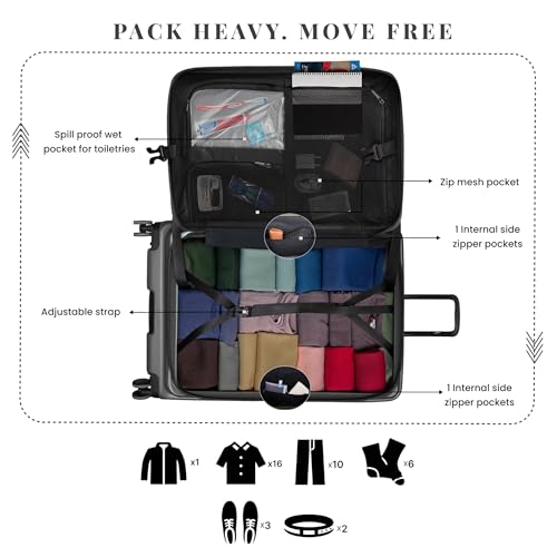Image of F Gear Montreal Large 76cm German Polycarbonate Hard Luggage|8 Japanese Hinomoto Silent Wheels|Expandable Check-in Front Opening Suitcase for Travel| Anti-Theft Zipper, TSA 007 Lock (Steel Grey)