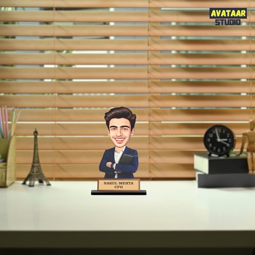 Image of Personalized IT Professional Caricature Gift Workaholic Desk Avatar Birthday Gift for Husband Boyfriend Friend Office Colleague Corporate Gift for Men (Corporate Man, 10 Inches)