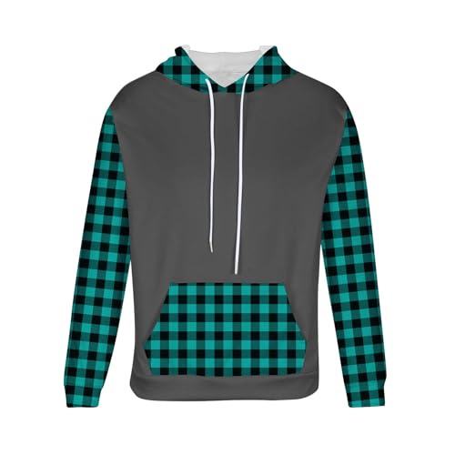 Color Block Sweatshirt Men Casual Plaid Long Sleeve Loose Pullover Warm Fleece Soft Basic Hooded Fall Trendy 2025 Tops4