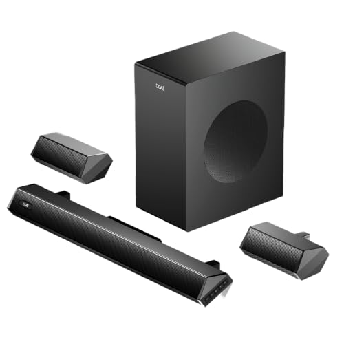 Image of boAt Aavante Bar Prime B300 with Subwoofer and Dual Rear Speakers, 300W RMS Output, 5.1 Channel, Multi-Connectivity, EQ Modes, & BT v5.3 Soundbar with Powerful Signature Sound (Charcoal Black)