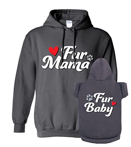 Matching Hoodies for Dogs and Humans - Fur Mama Fur Baby Dog or Cat - Soft Dog Sweatshirt Set - Premium Hoodie is a Great Gift for Christmas, Thanksgiving, Hanukkah, New Years