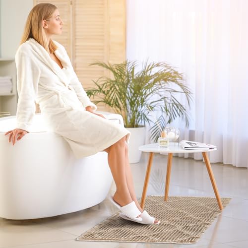 ZALL Tan Waffle Bath Mat,Super Absorbent Non Slip Bathroom Rug,Brown 17x24inch, Geometric Diamond Machine Washable Ultra Soft Floor Mats by ZALL - Used condition - Image 7