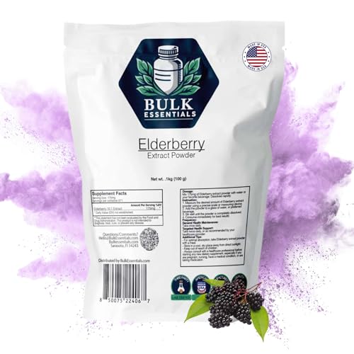 Bulk Essentials Elderberry Extract Powder W/Maltodextrin 100g for Immune Support & Antioxidant Wellness USA Made Supplement for Men & Women Non-GMO Gluten-Free 175mg Per Serving