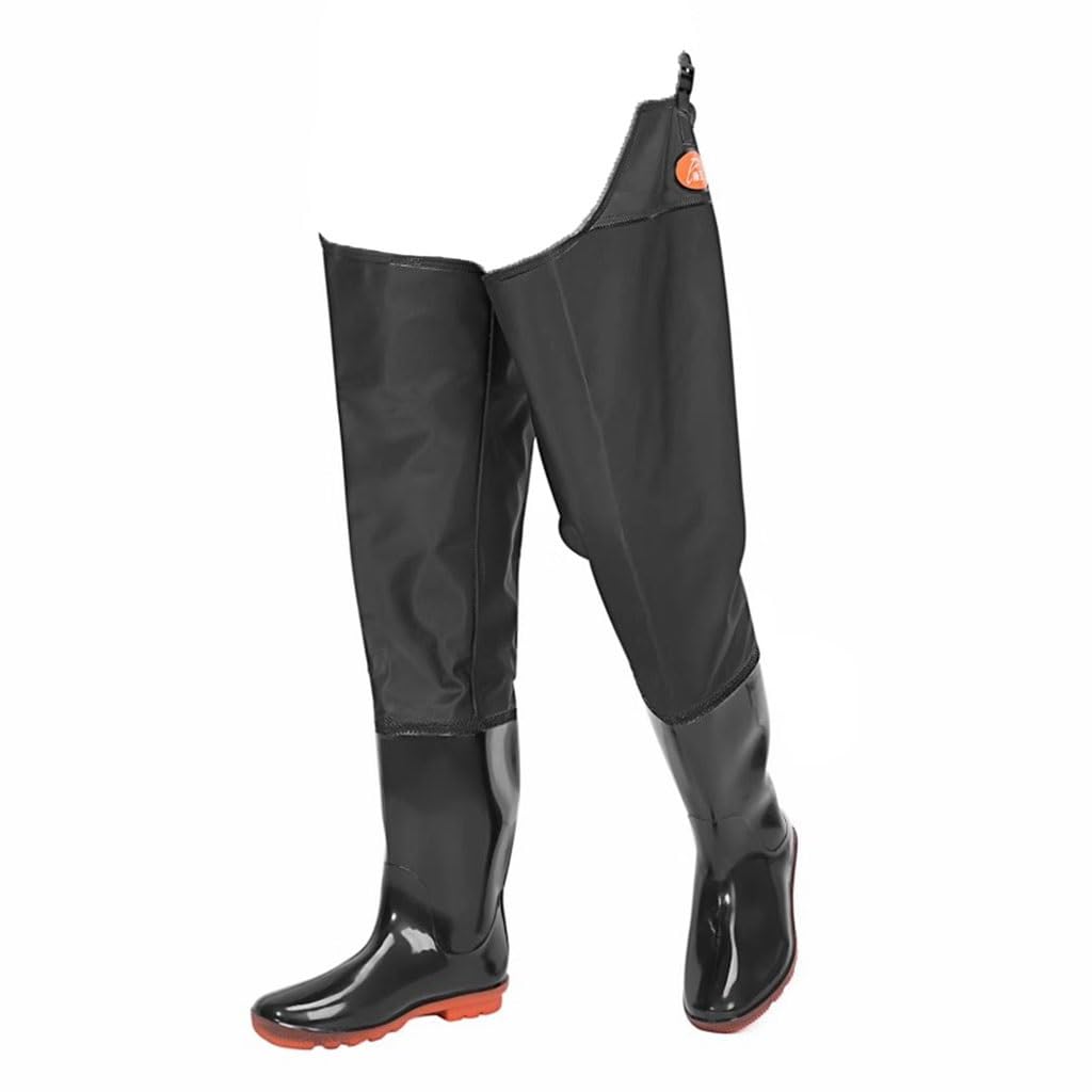 IBOWZ Vadeadores de Pesca Botas de Pesca con vadeo hasta la Cadera de 80 cm, Pantalones de Drenaje para Tierras de Cultivo y Botas de Pesca, Botas de Lluvia de Nailon Impermeables de PVC