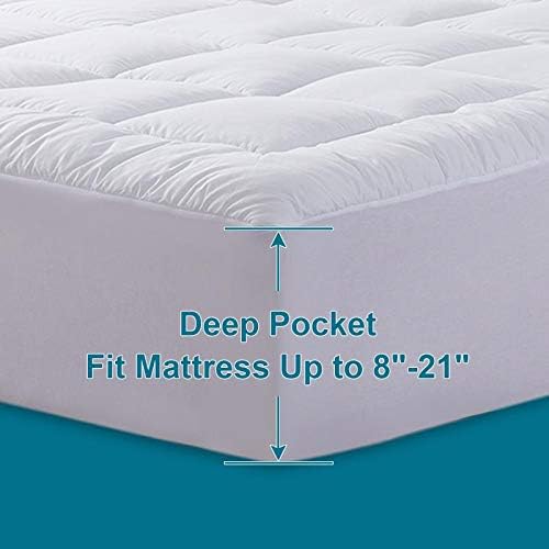COSYBAY Premium Waterproof Mattress Pad- White Fitted Sheet Super Soft -Breathable Mattress Cover Stretches up to 21 Inches Deep Mattress Topper-Cal-King（72×84 Inch）