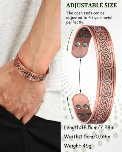 Image of MagEnergy Copper Bracelet for Men, 18X Strength Magnetic Bracelet with 3800 Gauss Magnets, 99.99% Pure Solid Copper, Men's Jewelry Gift (Copper-Celtic Knot)