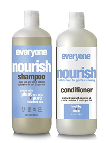 EO Everyone Sulfate Free Nourish Shampoo and Conditioner Bundle with Coconut Fruit Extract, Lemon Peel Oil, Matricaria Flower and Organic Aloe Barbadensis Leaf, 20.3 fl. oz. each