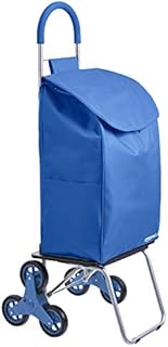 Amazon Basics Folding Stair Climber Shopping Cart Converts into Dolly, 44 inch Handle Height, Blue