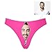 Custom Personalized Photo Printed Pet Face Pink Zipper Novelty Women's Thong G-Strings Briefs Shorts Underwear M