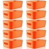 Zopeal Plastic Storage Bins 10 Pcs orange Pantry Organizer Bins Small Baskets Storage Containers for Home Kitchen (8 x 5.7 x 3 Inch)