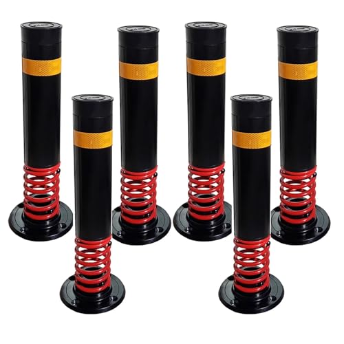 Snaweo Snaweo スプリングパー 駐車場ポール、反射ストライプ付きスプリングポスト、安全バリアーボラード、スチール製バリケード バリアー、駐車場および交通量の多いエリア用(80CM 6pcs)