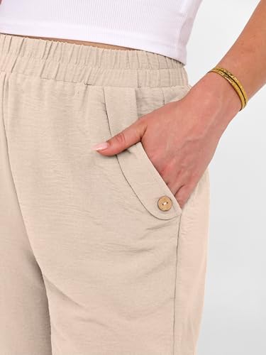 Image of ANRABESS Womens Wide Leg Capri Pants Elastic Waist Casual Loose Lounge Trousers 2026 Summer Flowy Beach Vacation Clothes