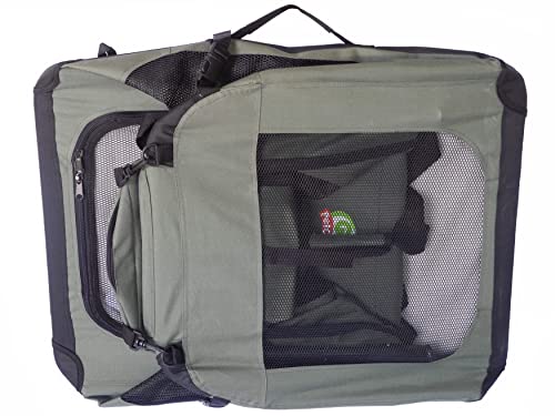 Go Pet Club 28\" Soft Collapsible Dog Crate for Dogs, Portable Pet Carrier, Thick Padded Pet Travel Crate for Indoor & Outdoor, Soft Sided Pet Foldable Kennel Cage with Durable Mesh Windows, Sage Green