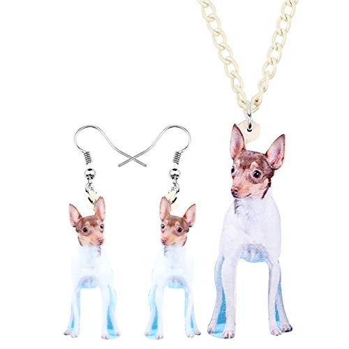 Joyería de animales para niñas con collar acrílico y pendientes de perro Fox Terrier