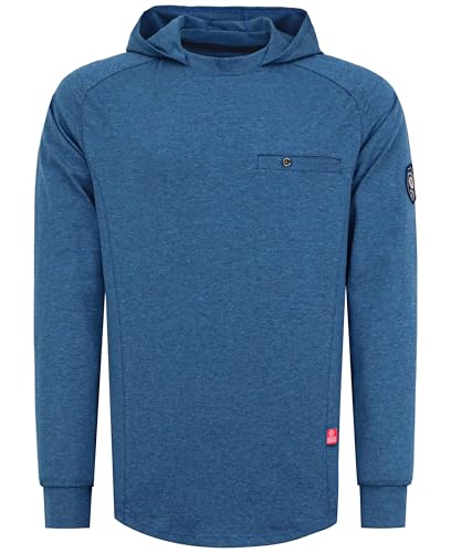 Image of BOCOMAL FR Hooded T Shirts Utility Pocket Fire Resistant Summer Hoodie CAT2 | 6oz Midweight Flame Retardant Cotton Hoodies,Kangaroo /Button Pocket,NFPA2112,Rib-Knit Cuffs,FRC Welding Arc Rated Work Shirt