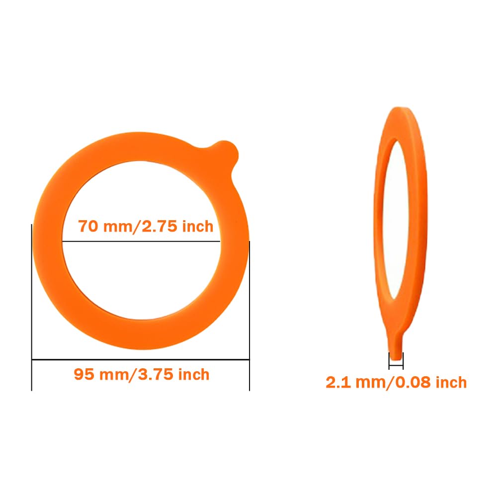12 Silikon-Ersatzdichtungen – 70 X 95 Mm, Orange/weiß – Für Frischhaltegläser & Einmachgläser