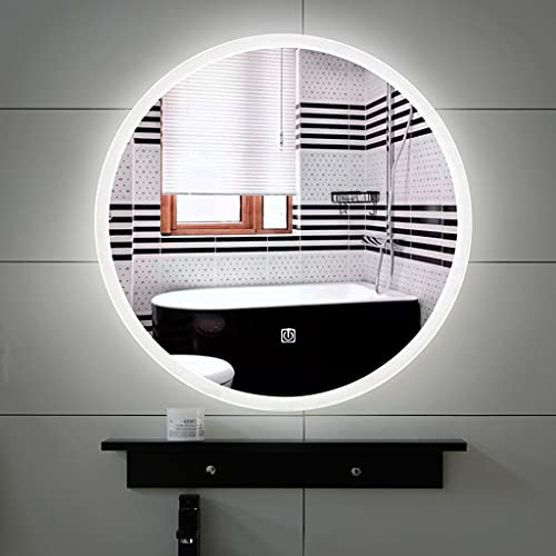 Frameloze Ronde Spiegel Aan De Muur Gemonteerde Spiegel, Badkamerspiegel Met Plank, Hangende Ijdelheidspiegel, Voor De… - Afbeelding 4